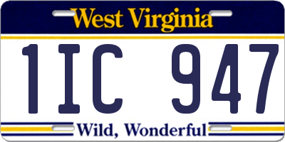 WV license plate 1IC947