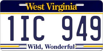 WV license plate 1IC949