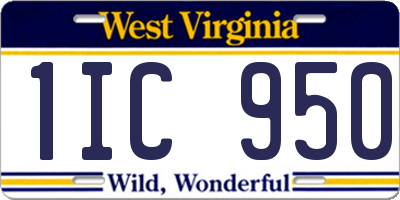WV license plate 1IC950