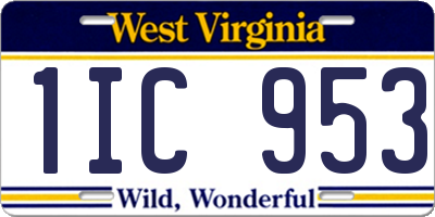 WV license plate 1IC953
