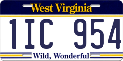 WV license plate 1IC954