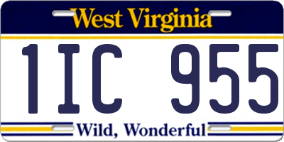 WV license plate 1IC955