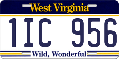 WV license plate 1IC956