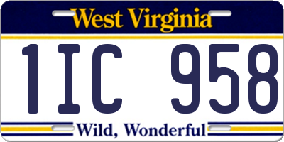 WV license plate 1IC958
