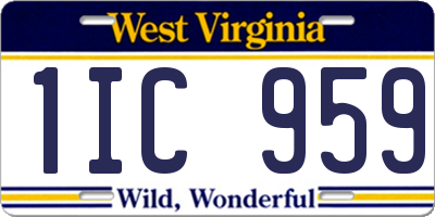 WV license plate 1IC959