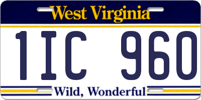 WV license plate 1IC960