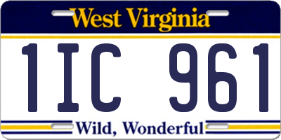 WV license plate 1IC961