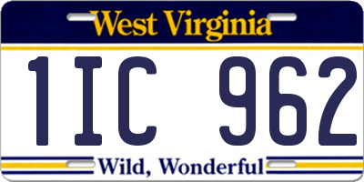 WV license plate 1IC962