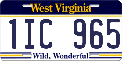WV license plate 1IC965