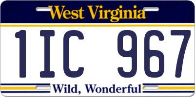 WV license plate 1IC967