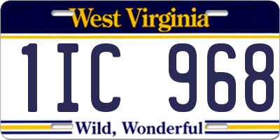 WV license plate 1IC968