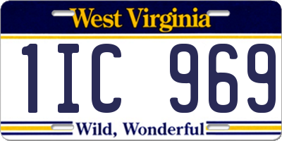WV license plate 1IC969