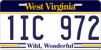 WV license plate 1IC972