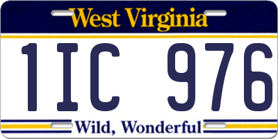 WV license plate 1IC976