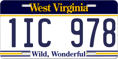 WV license plate 1IC978