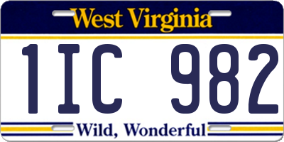 WV license plate 1IC982