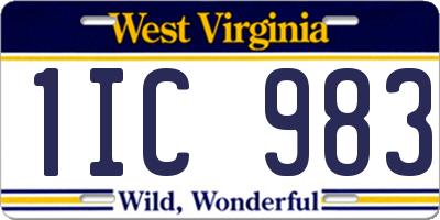 WV license plate 1IC983