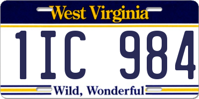 WV license plate 1IC984