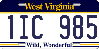 WV license plate 1IC985