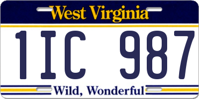 WV license plate 1IC987