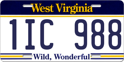 WV license plate 1IC988