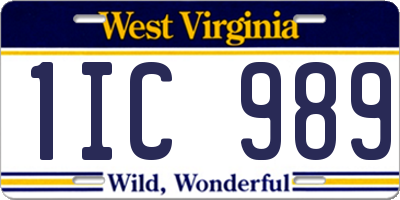 WV license plate 1IC989