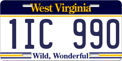 WV license plate 1IC990