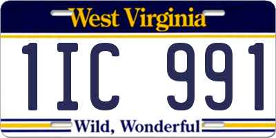 WV license plate 1IC991