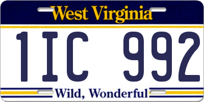 WV license plate 1IC992