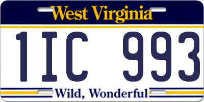WV license plate 1IC993