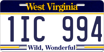 WV license plate 1IC994