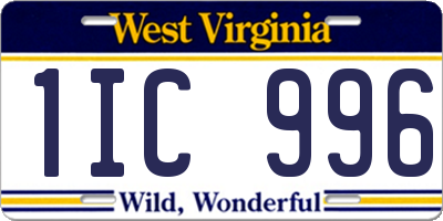 WV license plate 1IC996