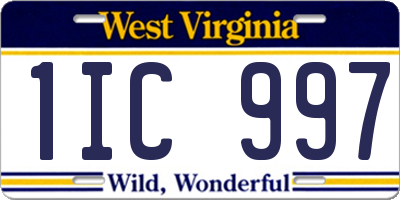 WV license plate 1IC997
