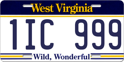 WV license plate 1IC999