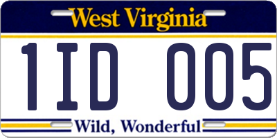 WV license plate 1ID005