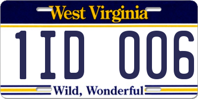 WV license plate 1ID006
