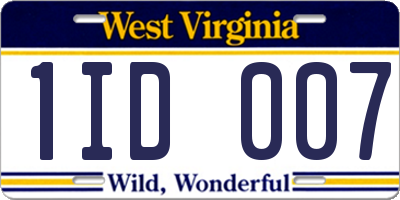 WV license plate 1ID007
