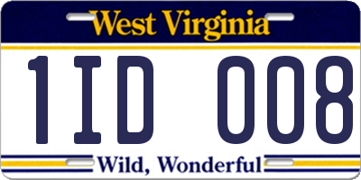 WV license plate 1ID008