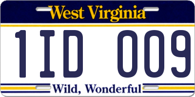 WV license plate 1ID009