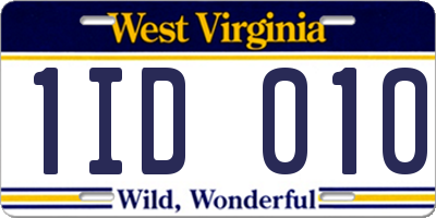 WV license plate 1ID010