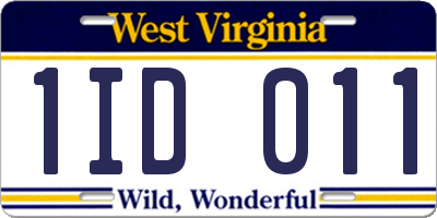WV license plate 1ID011