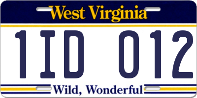 WV license plate 1ID012