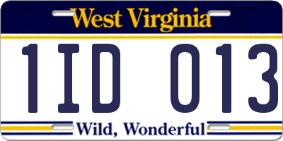 WV license plate 1ID013