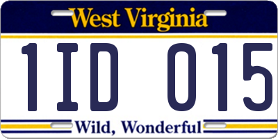 WV license plate 1ID015