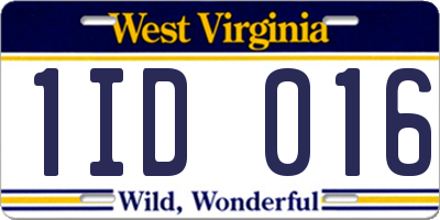 WV license plate 1ID016