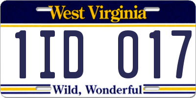 WV license plate 1ID017