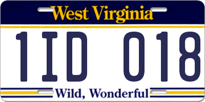 WV license plate 1ID018