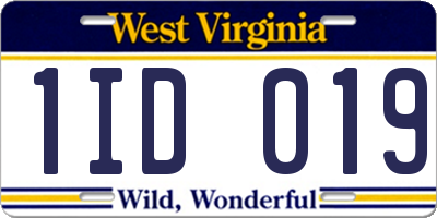 WV license plate 1ID019