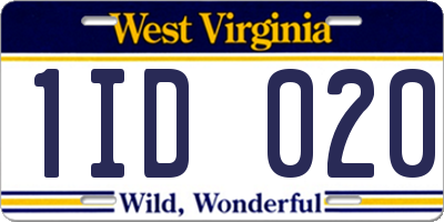 WV license plate 1ID020