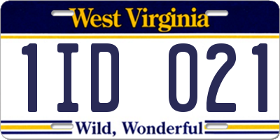 WV license plate 1ID021